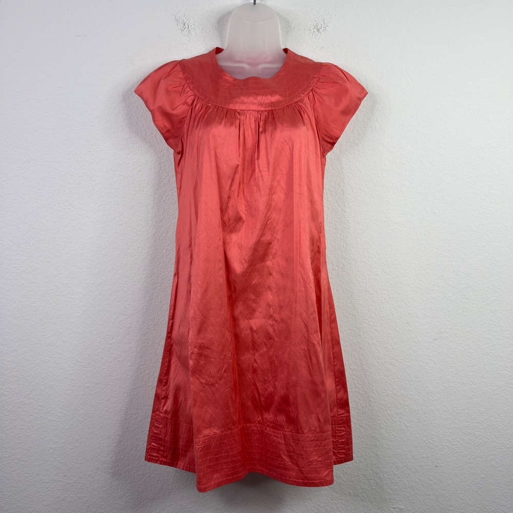 Calypso Christiane Celle Silk Dress Coral‎ Cap Sleeve Boho Coastal Quiet Luxury